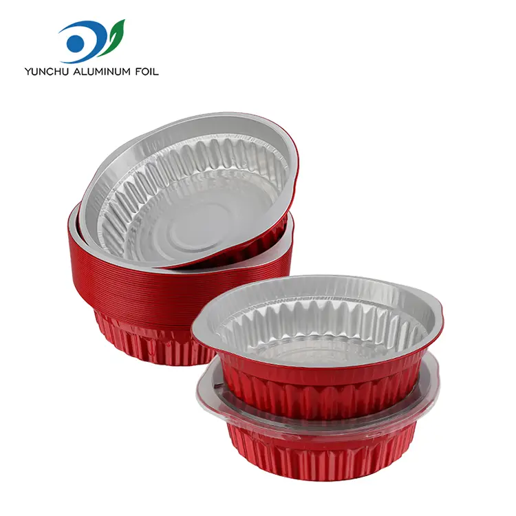 Nồi nóng dùng một lần và chảo thùng nhôm màu đỏ