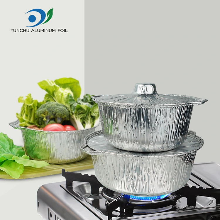 Nồi nóng dùng một lần và chảo hộp đựng giấy nhôm bạc