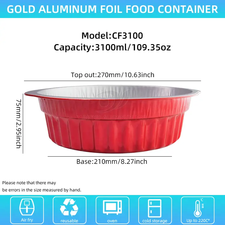 Nồi nóng dùng một lần và chảo thùng nhôm màu đỏ