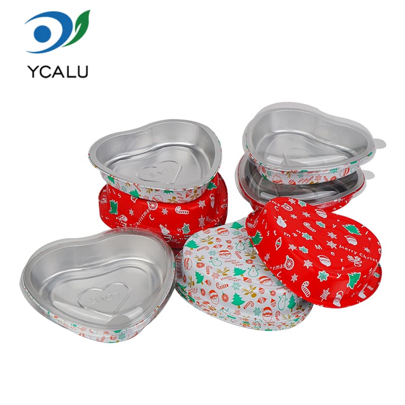 Hộp đựng bánh nhôm hình trái tim tùy chỉnh Giáng sinh
