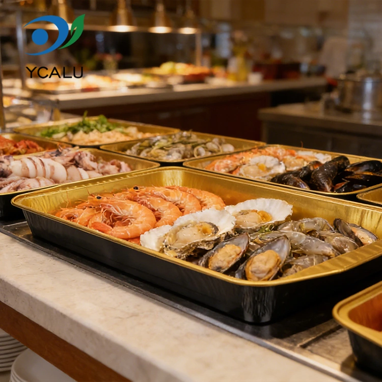 Hộp đựng lá nhôm cắm trại bằng vàng đen dung tích lớn dùng một lần