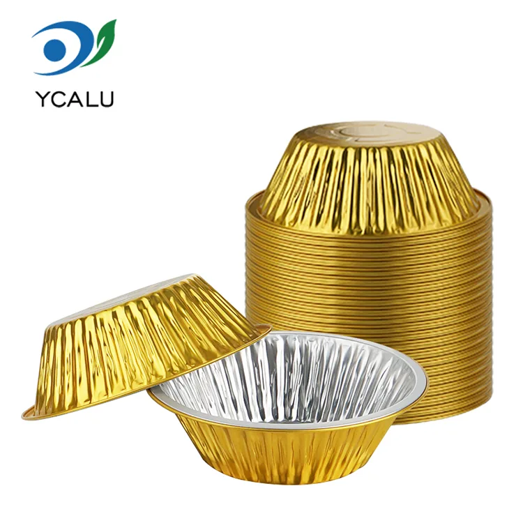 Hộp đựng bằng nhôm hình tròn màu vàng dùng một lần phục vụ ngoài trời