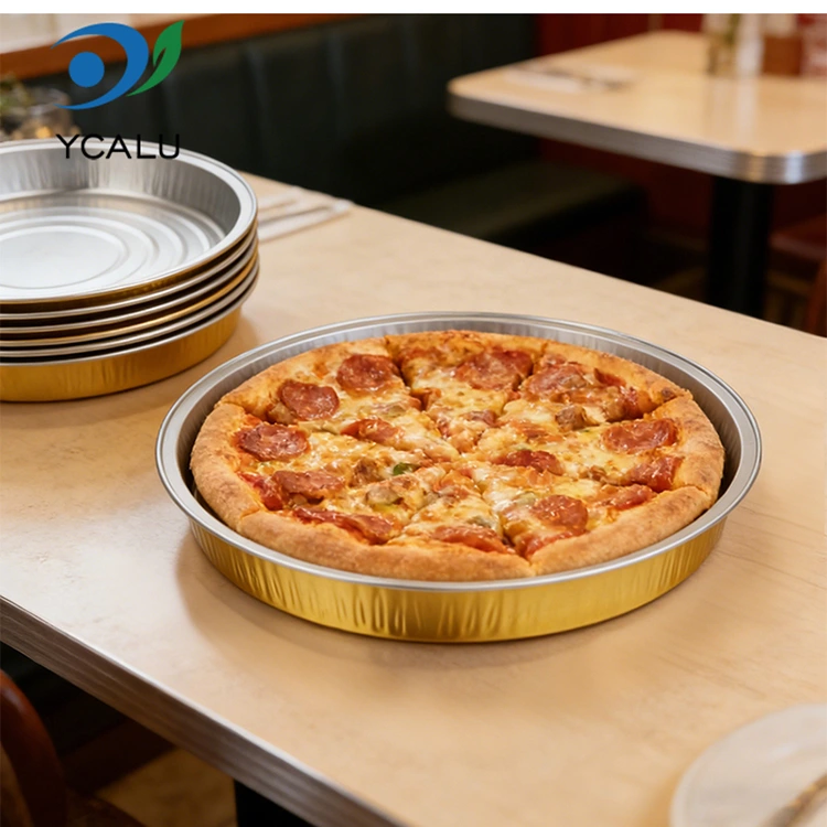 Hộp đựng giấy nhôm tròn nướng bánh pizza dùng một lần Hộp đựng giấy nhôm tròn nướng bánh pizza dùng một lần
