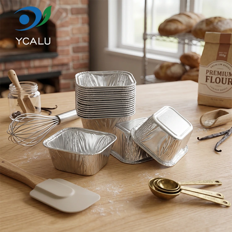 Khay nướng bánh hình chữ nhật dùng một lần Hộp đựng thực phẩm bằng nhôm bạc