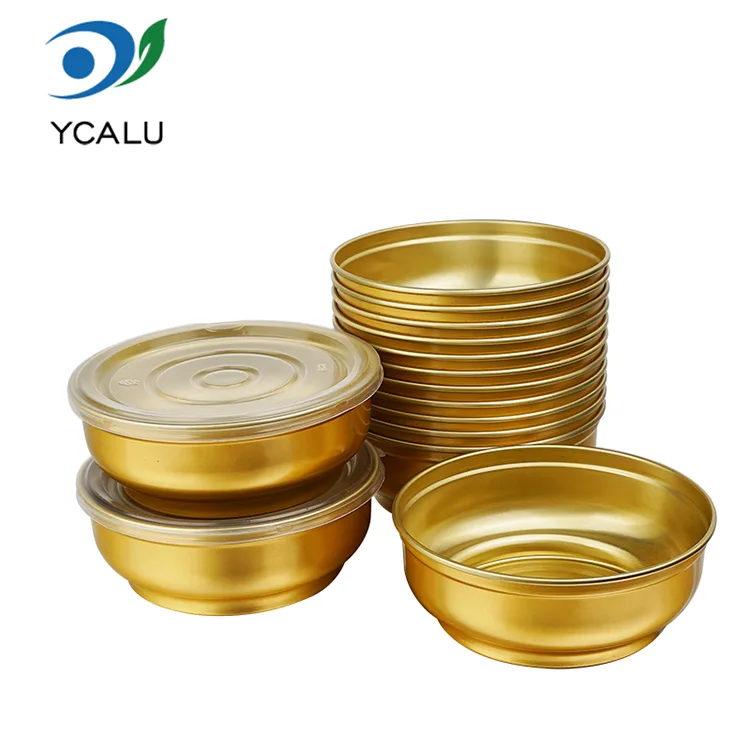Bát vàng tròn dung tích lớn dùng một lần Hộp đựng bằng nhôm