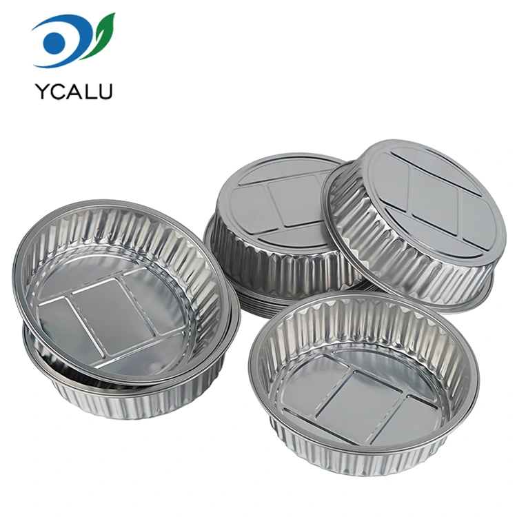 Thùng đựng thức ăn bằng nhôm tròn đóng gói bằng bạc dùng một lần Thùng đựng thức ăn bằng nhôm tròn đóng gói bằng bạc dùng một lần