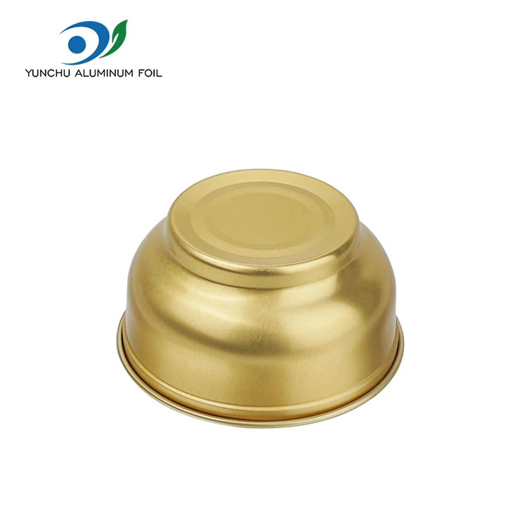 Hộp đựng lá nhôm tròn nhỏ bằng vàng dùng một lần