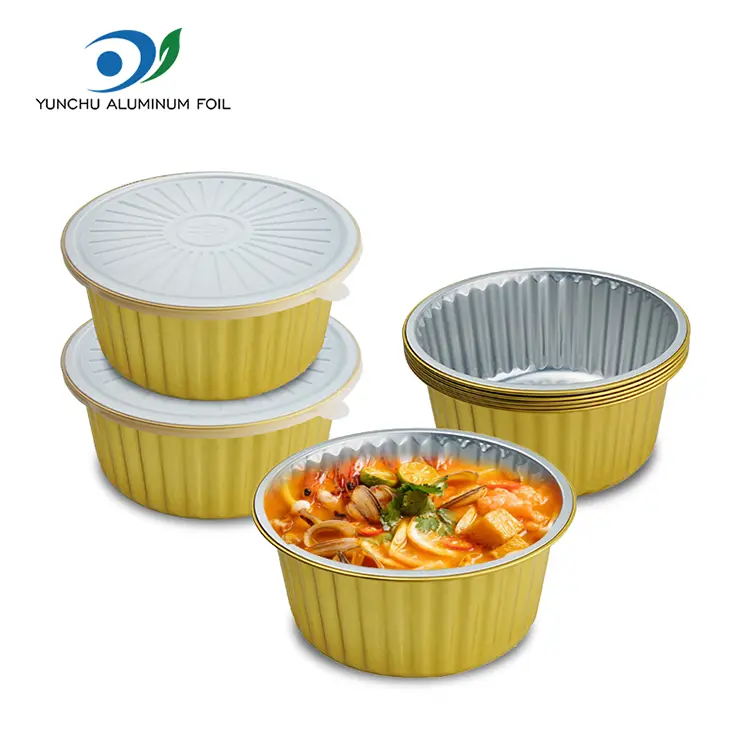 Vật chứa bằng nhôm vàng kín có thể tựa