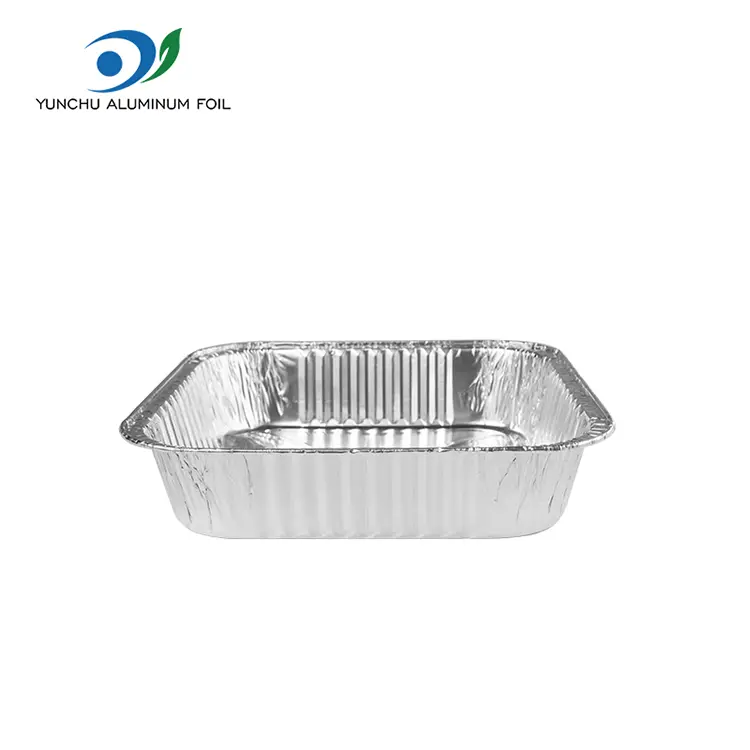 Hộp đựng thực phẩm bằng nhôm vuông màu bạc dùng một lần để giao hàng Hộp đựng thực phẩm bằng nhôm vuông màu bạc dùng một lần để giao hàng