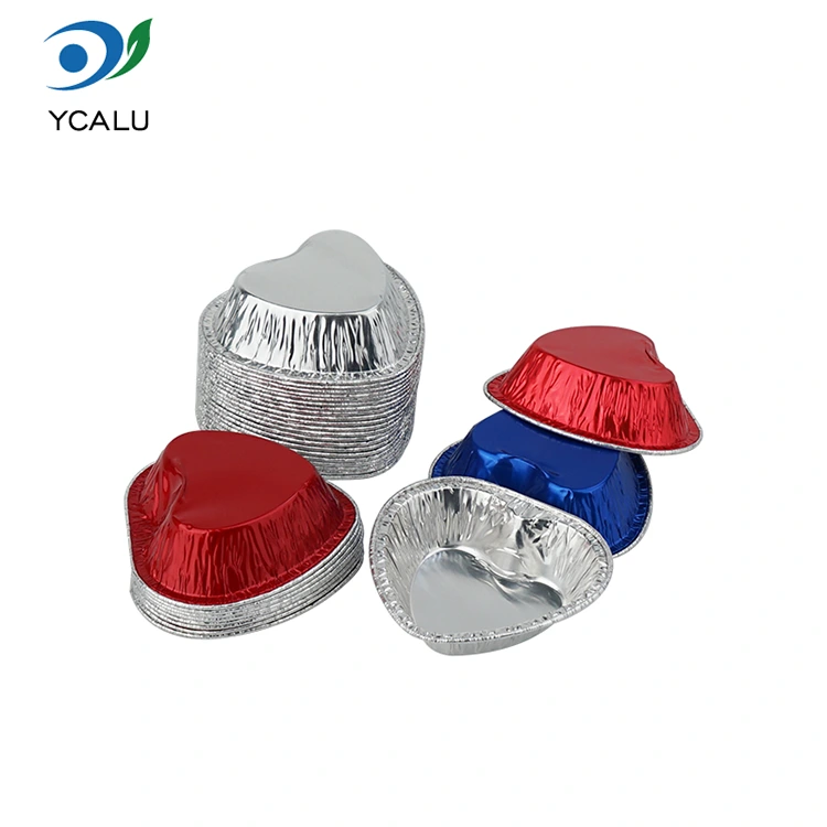 Nồi chiên không dầu hình trái tim Hộp đựng bằng nhôm màu bạc