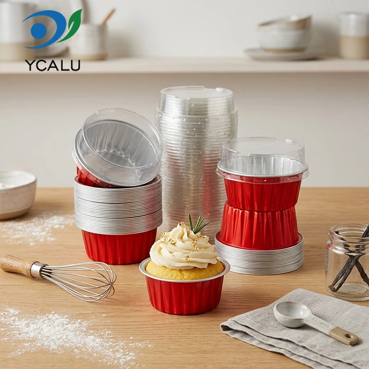 Những chiếc bánh cupcake đầy màu sắc nướng một lần Hộp đựng giấy nhôm Smoothwall