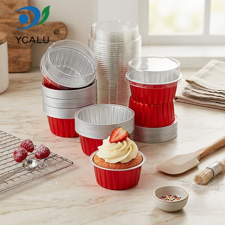 Những chiếc bánh cupcake đầy màu sắc nướng một lần Hộp đựng giấy nhôm Smoothwall