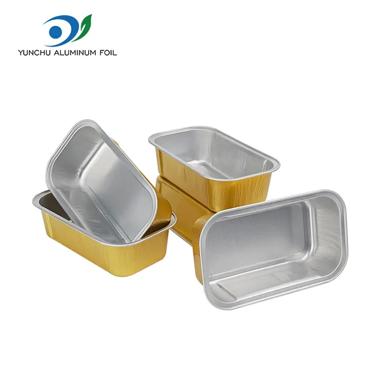 Hộp bánh hình chữ nhật được làm nóng hộp nhôm nhôm nhôm thùng chứa
