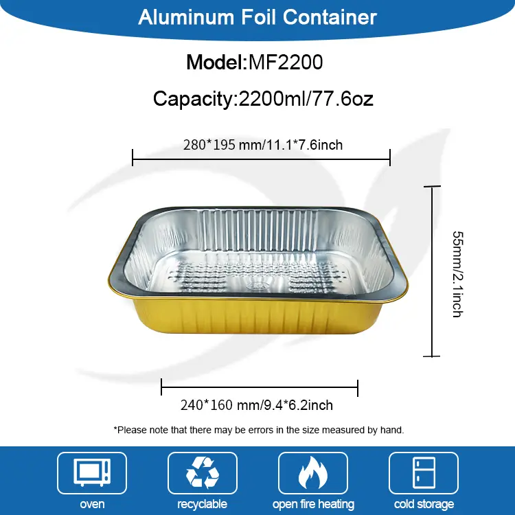 Thùng chứa nhôm vàng hình chữ nhật