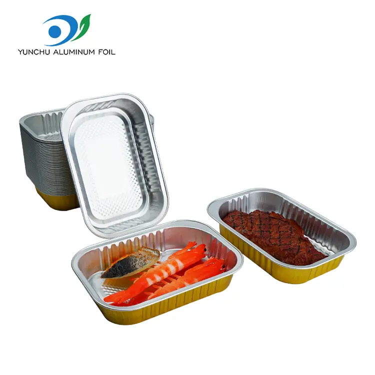 Bình phương takeaway ăn hộp nhôm vàng